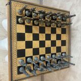 Leather and metal chess set