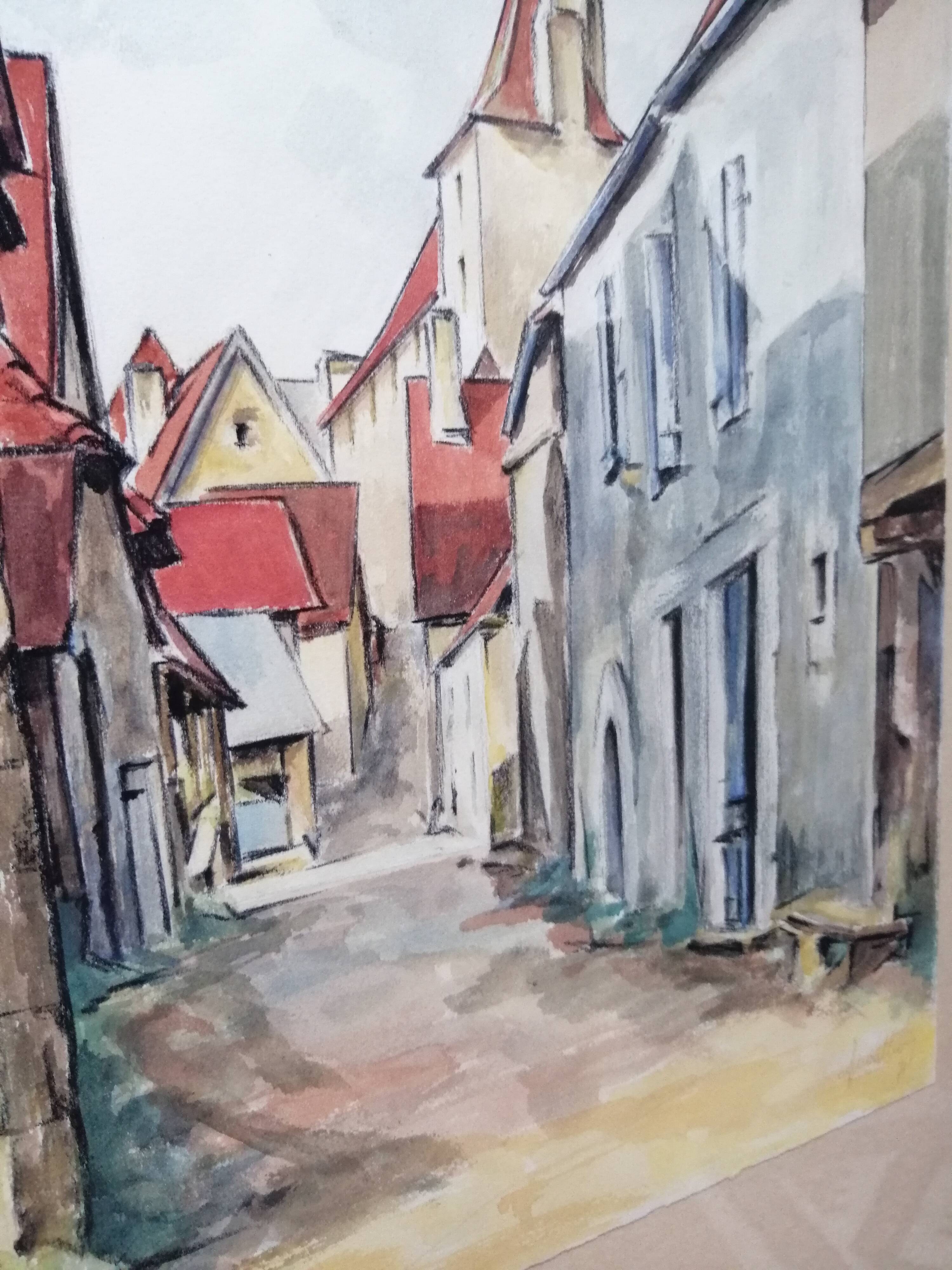 Watercolor painting of an alley