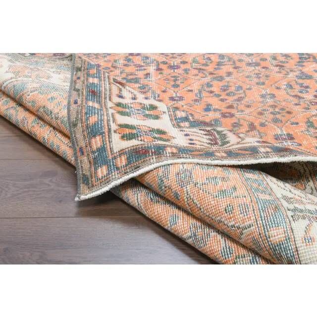 Tapis turc vintage fait main orange 180x286