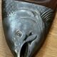 Plat poisson vintage bois et Métal– plateau de service saumon/truite –