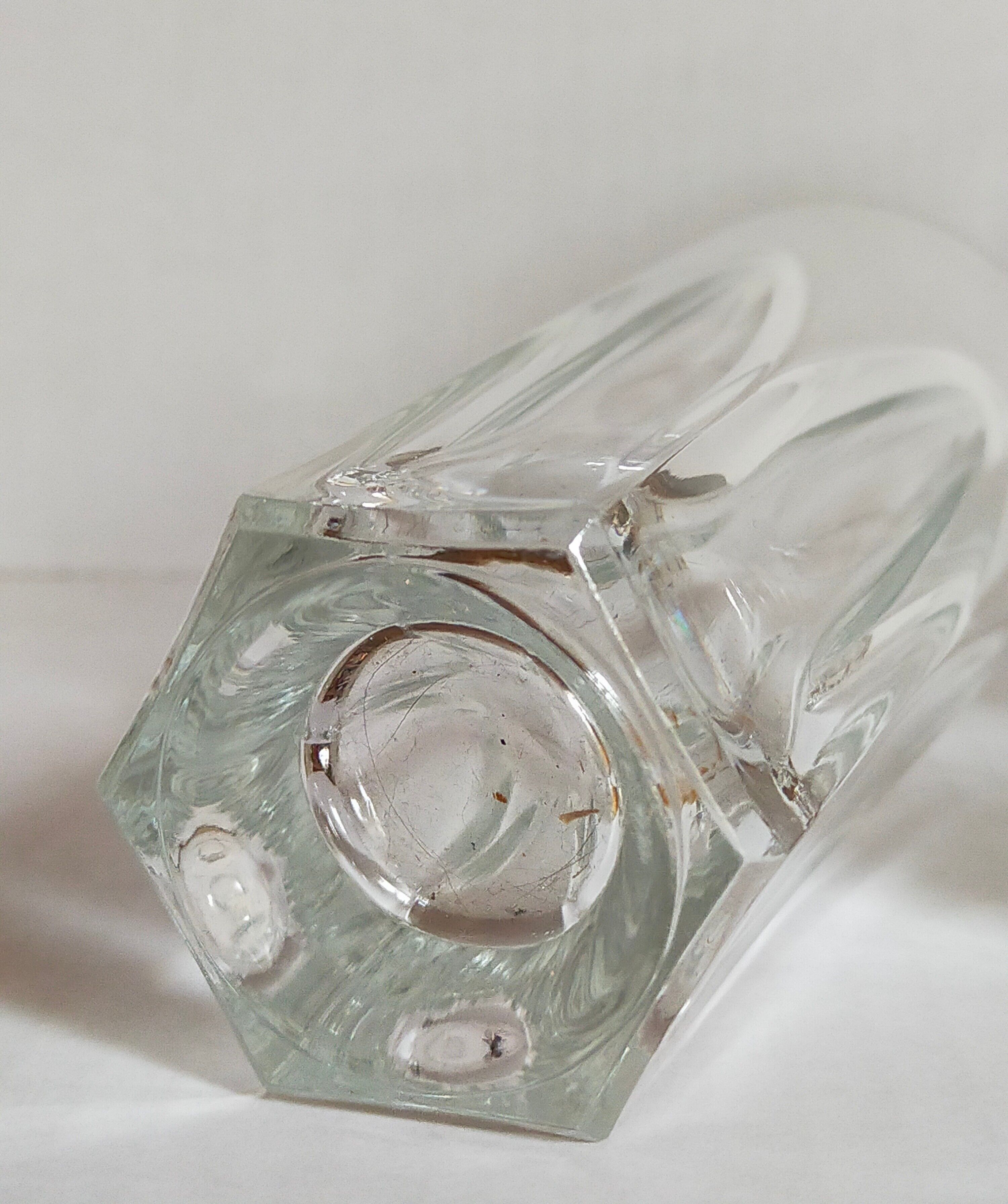 Six Art-Deco long drink glasses in crystal with cut sides