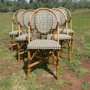 Set of 6 chairs bistro terrace "Parisian" rattan and brown braiding