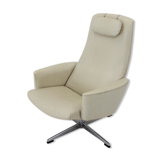 Fauteuil pivotant beige de Suède pour Asko, 1970