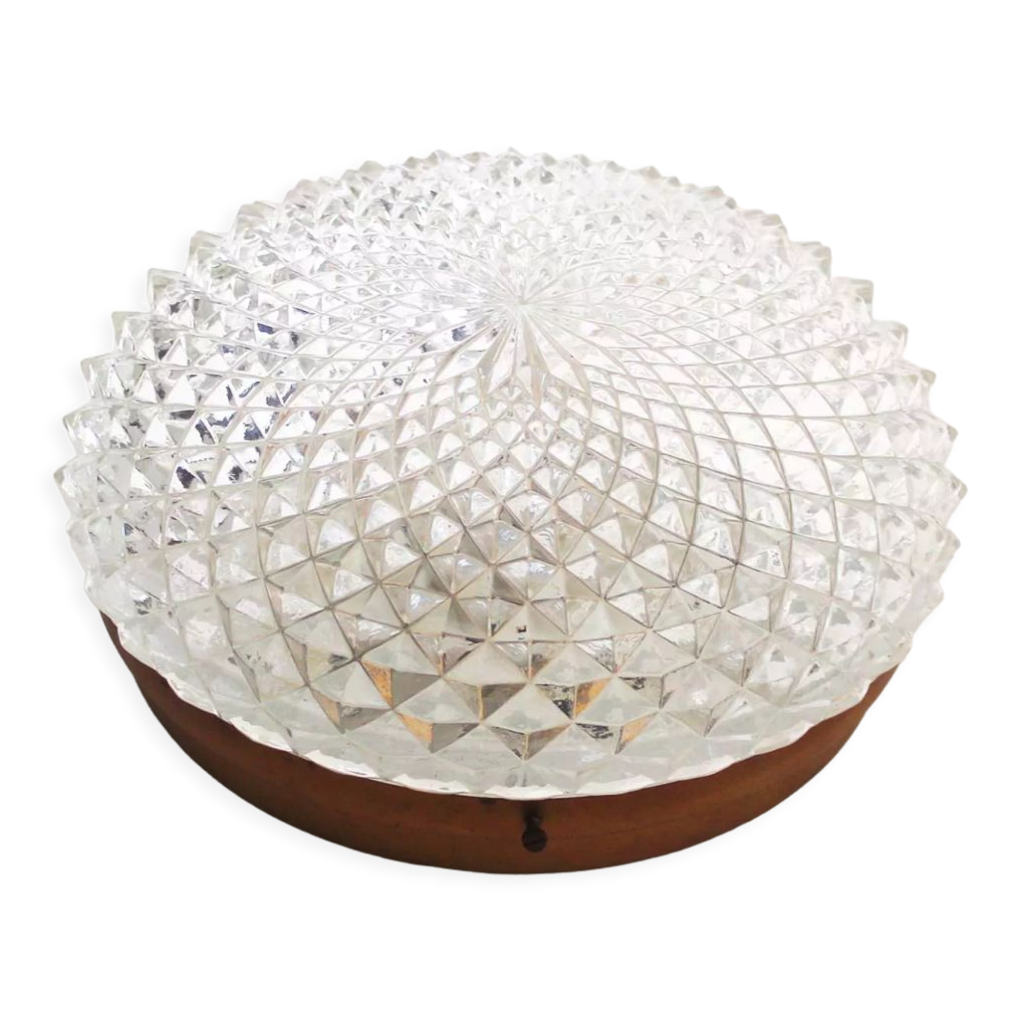1970's Heavy round crystal glass wall sconce by Massive Belgium