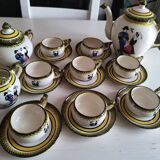 Henriot Quimper coffee service 8 cups/saucers, coffee pot, sugar bowl, jug.