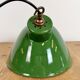 Suspension industrielle en émail vert, années 1960
