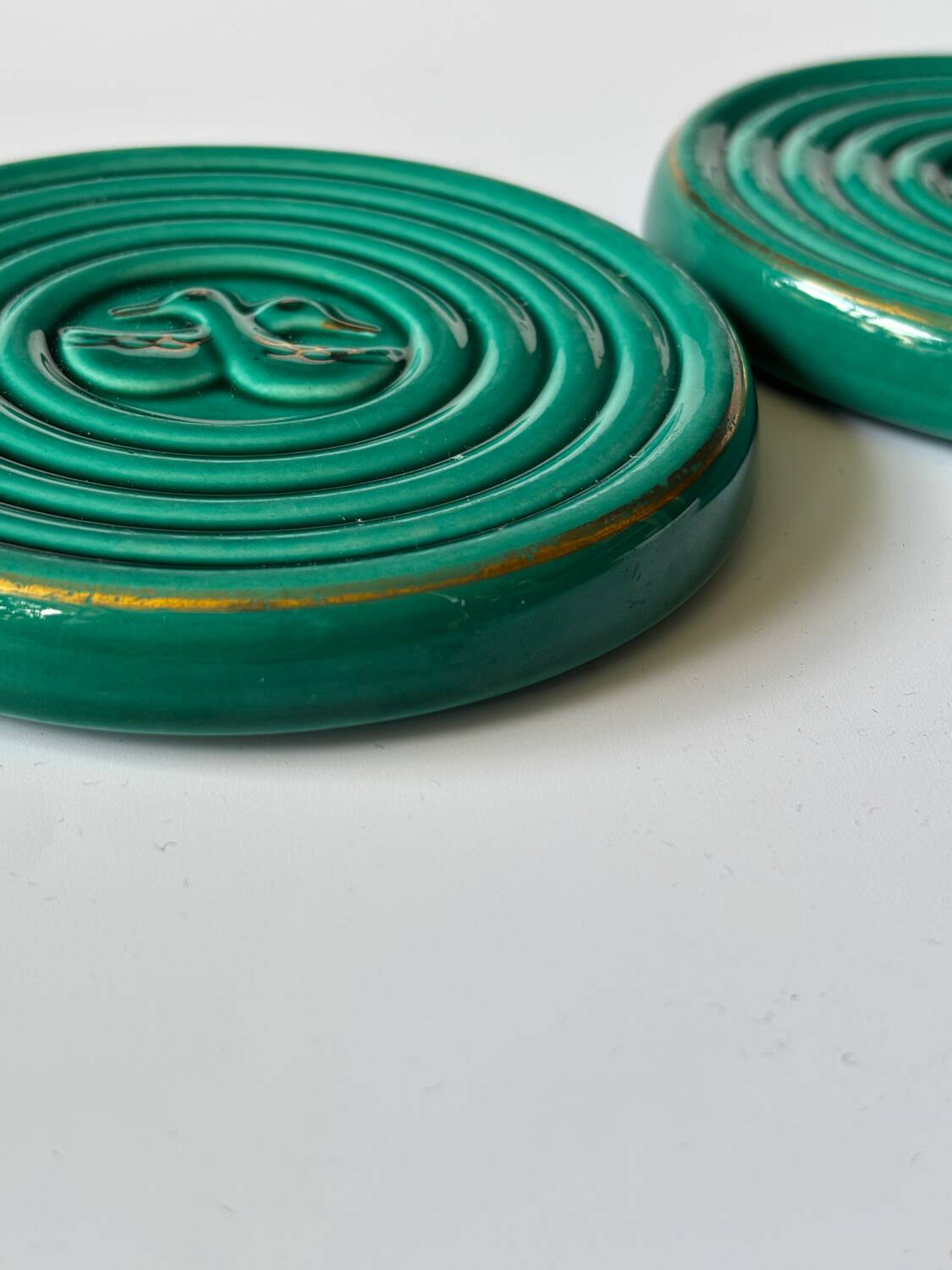 Glazed ceramic bottle coaster