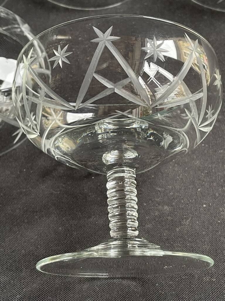 8 ½ cut crystal champagne glasses