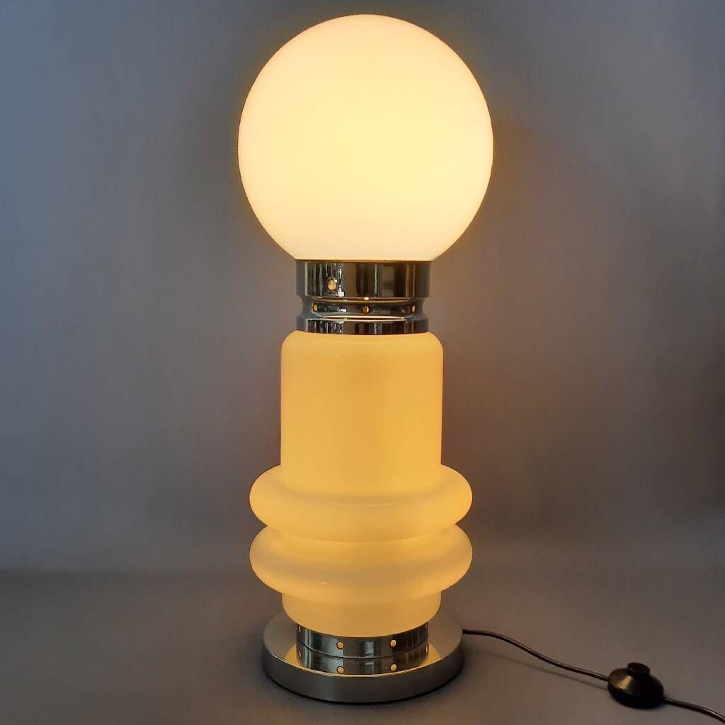 Murano glass table lamp by Nason, Birillo metal, Space Age design 1970.