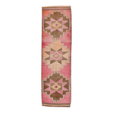 3x10 Pink & Brown Stars Pattern Vintage Runner Rug, 94x320Cm