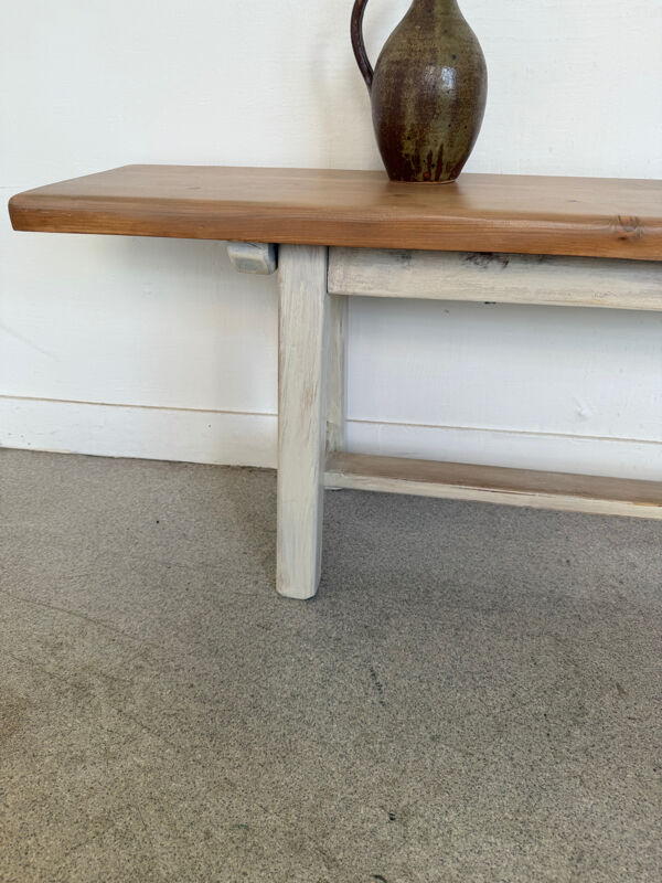 Banc de ferme vintage en bois massif