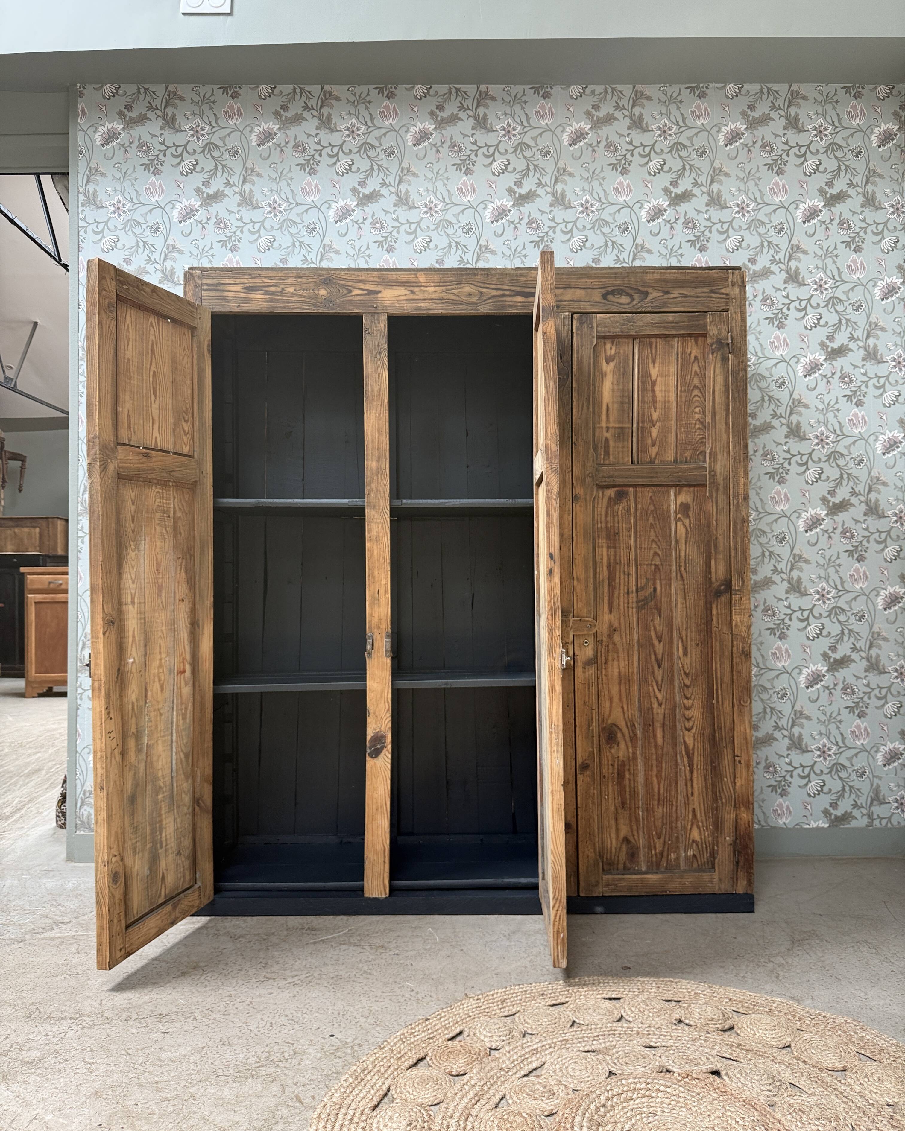 Large antique workshop cabinet made of solid wood (renovated)