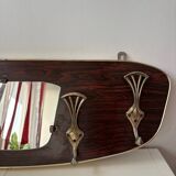 Wood and brass coat rack, 1960