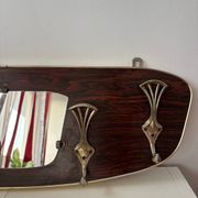 Wood and brass coat rack, 1960