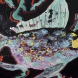 Coupe poisson en céramique émaillée, 1950s