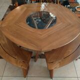 Set of 1 table + 2 benches by Pierre Chapo for Seltz