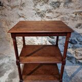 Vintage 1920s side table – Three-tiered shelf in French oak with turned legs.
