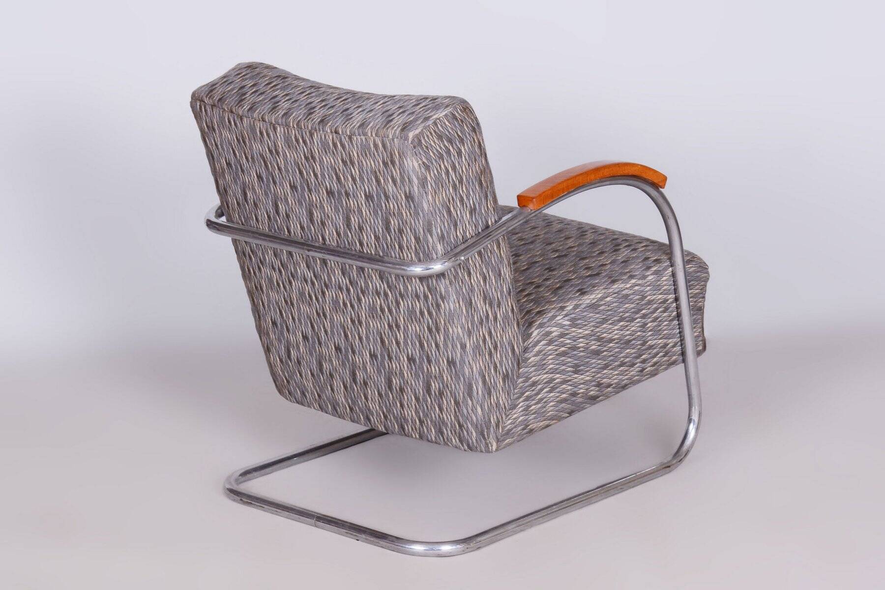 Czech Bauhaus Armchair in Chrome and Beech attributed to Mücke Melder, 1930s