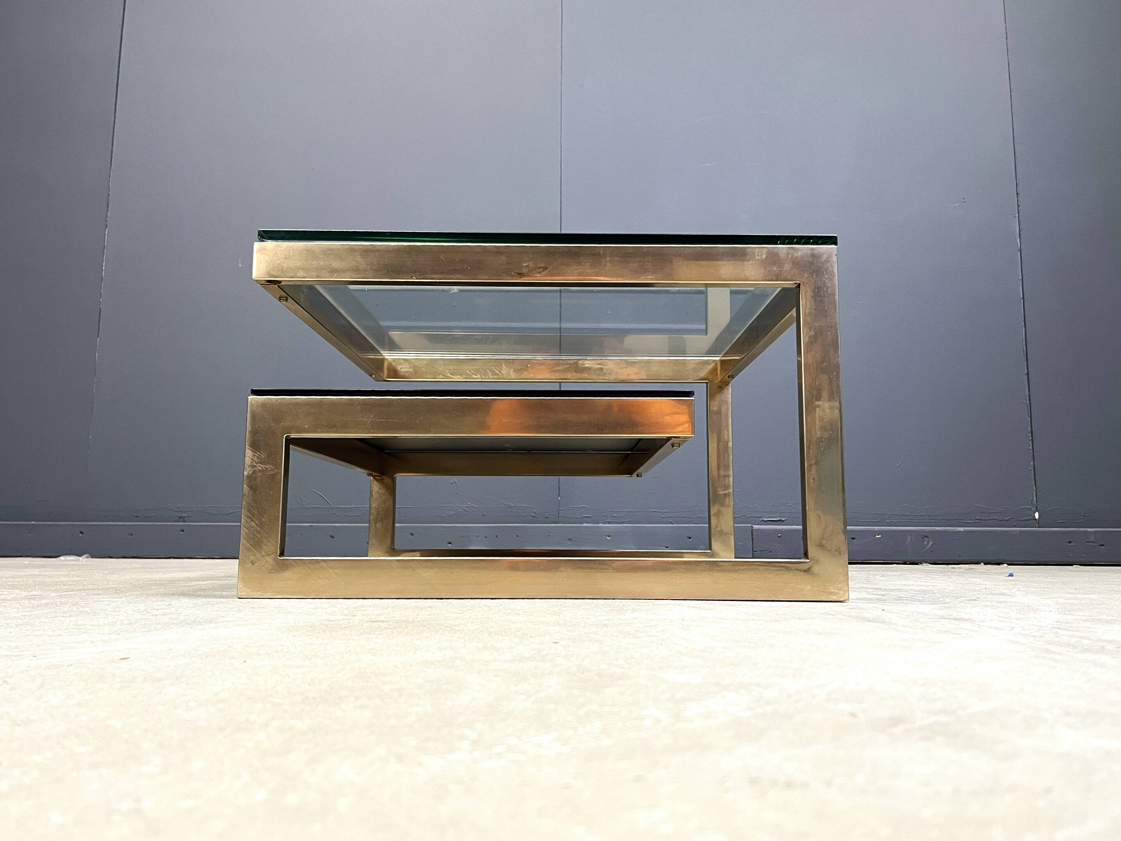Vintage 23kt gold layered G shaped coffee table by Belgochrom, 1970s