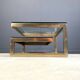 Vintage 23kt gold layered G shaped coffee table by Belgochrom, 1970s
