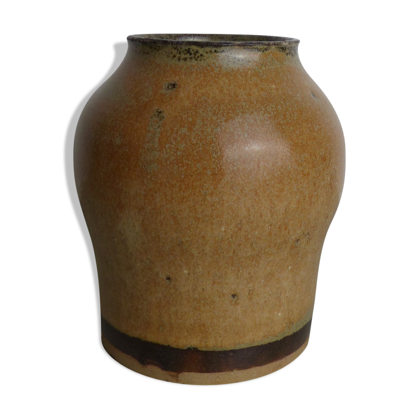 Vase en grès beige et kaki
