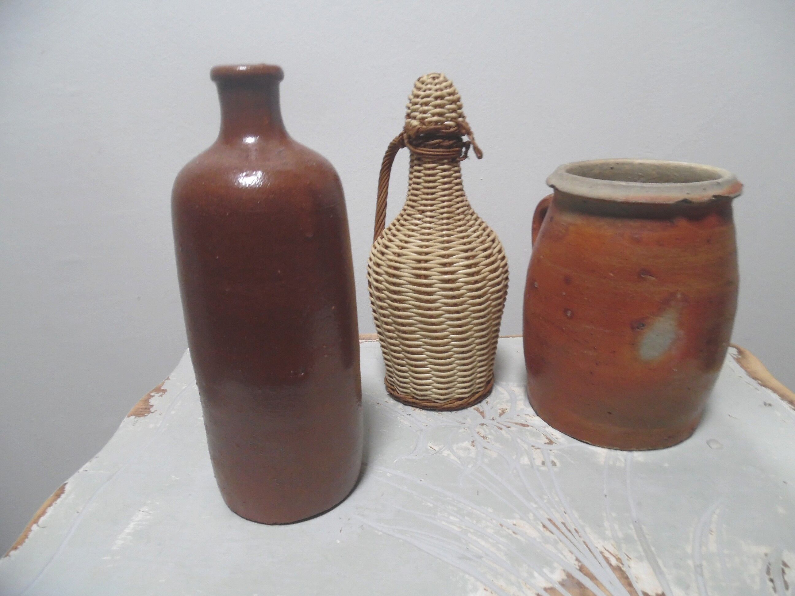 Trio de bouteilles terre chic bohème