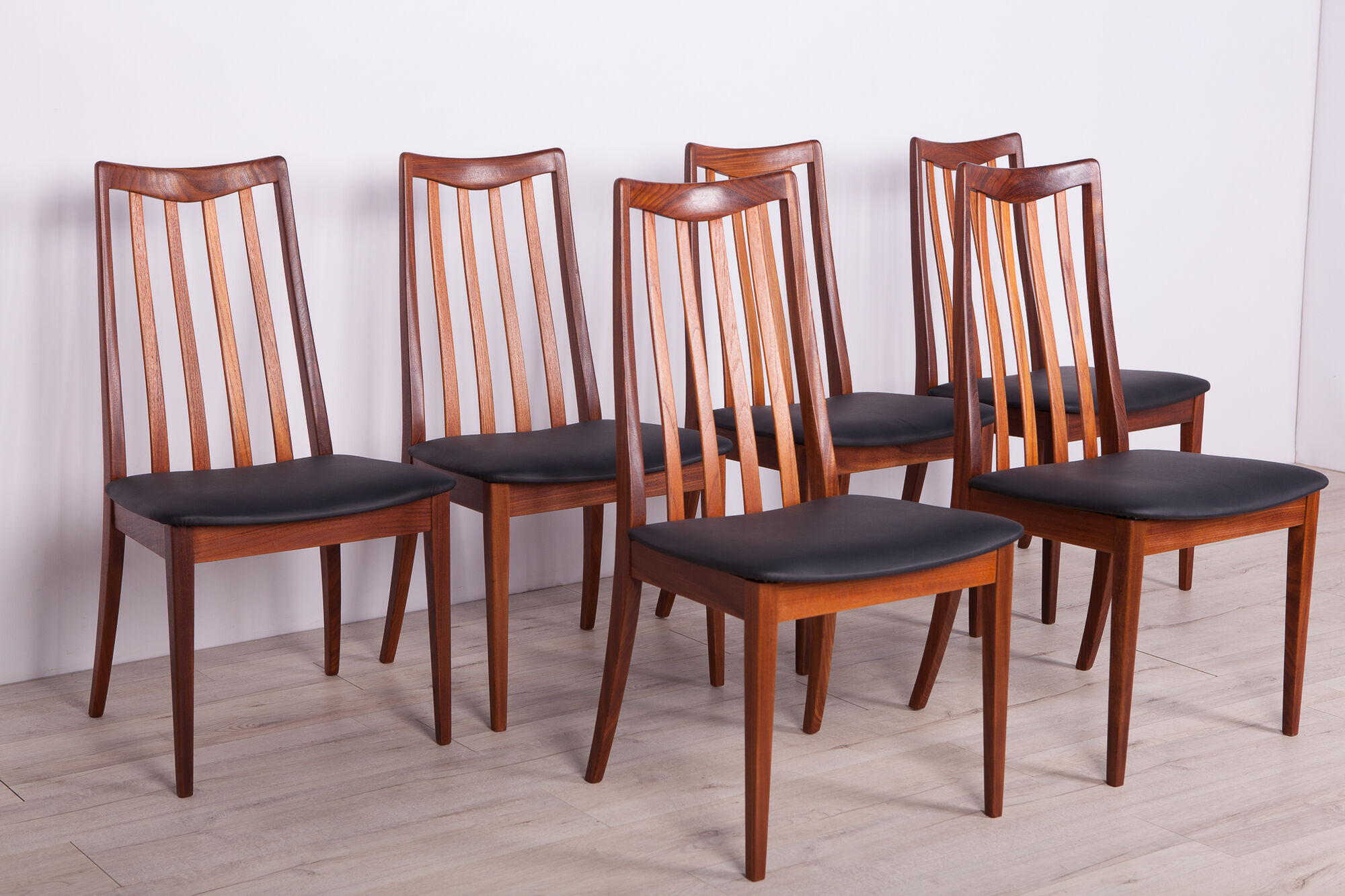 Leather and Teak Dining Chairs by Leslie Dandy for G-Plan, 1960s, Set of 6