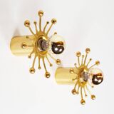 Set (2) of brass 'sputnik' wall lights by Nipro, Norway 1970s