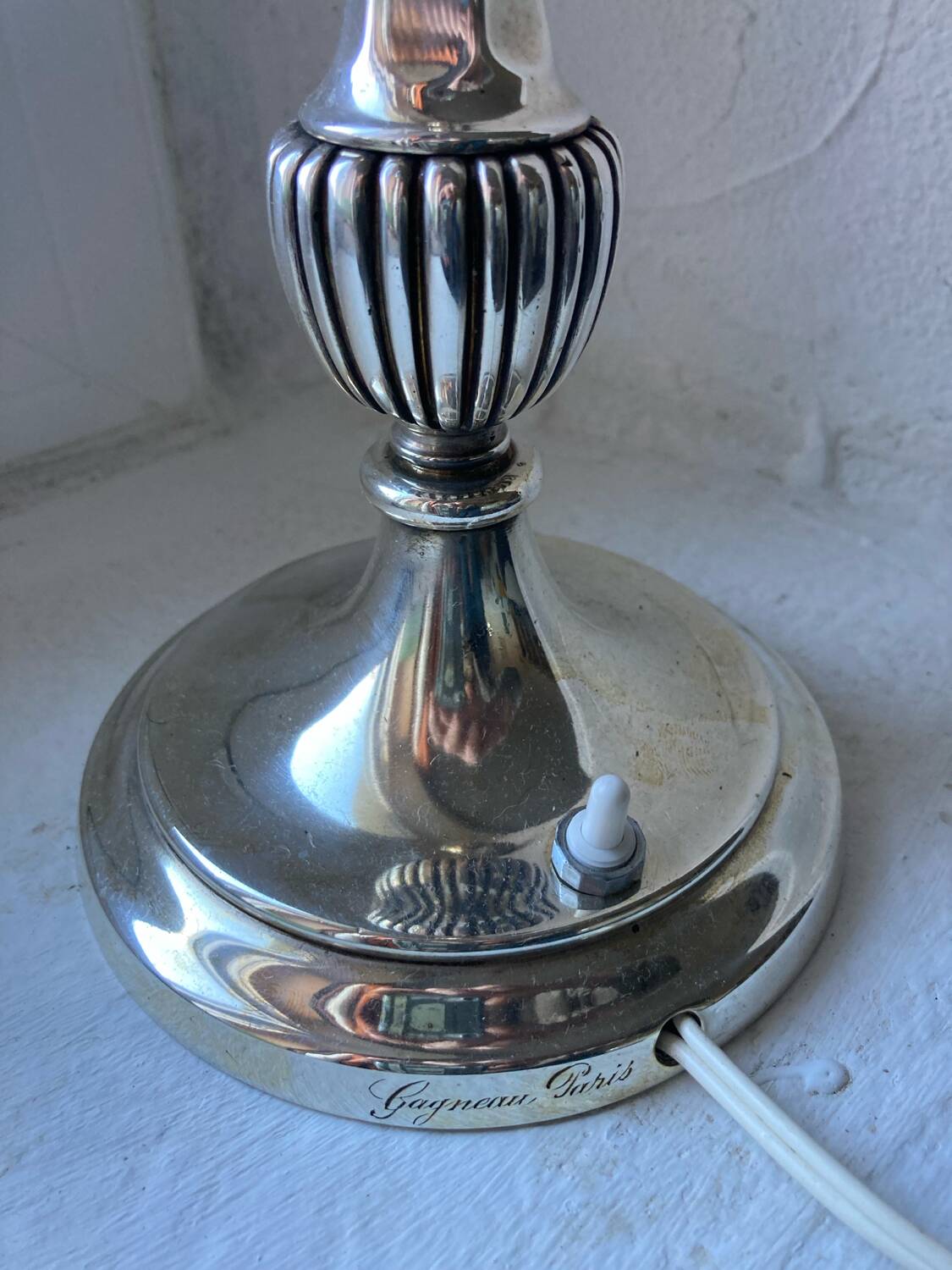Silver-plated candlestick lamp Gagneau Paris