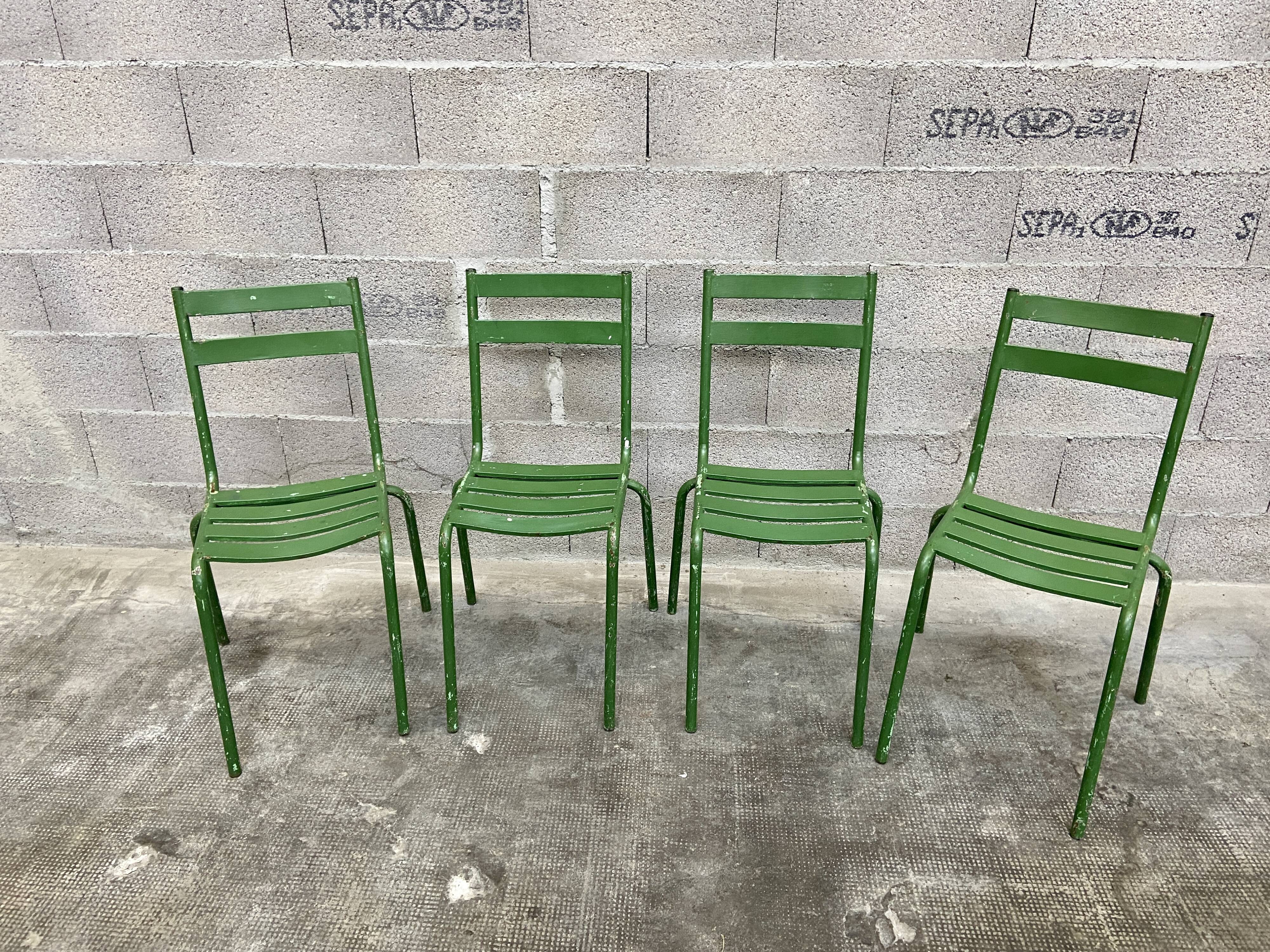 4 vintage bistro chairs 60s metal