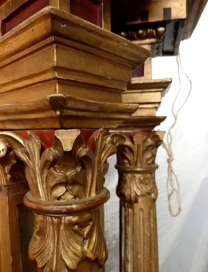 Superb early 19th century church tabernacle in gilded stuccoed wood