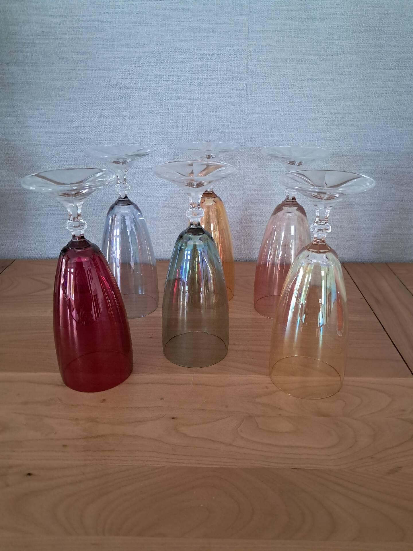 6 coloured crystal champagne flutes