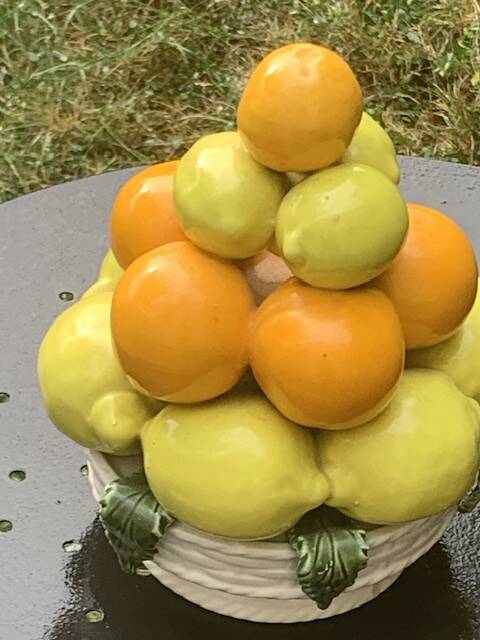 Vintage ceramic barbotine citrus fruit centrepiece