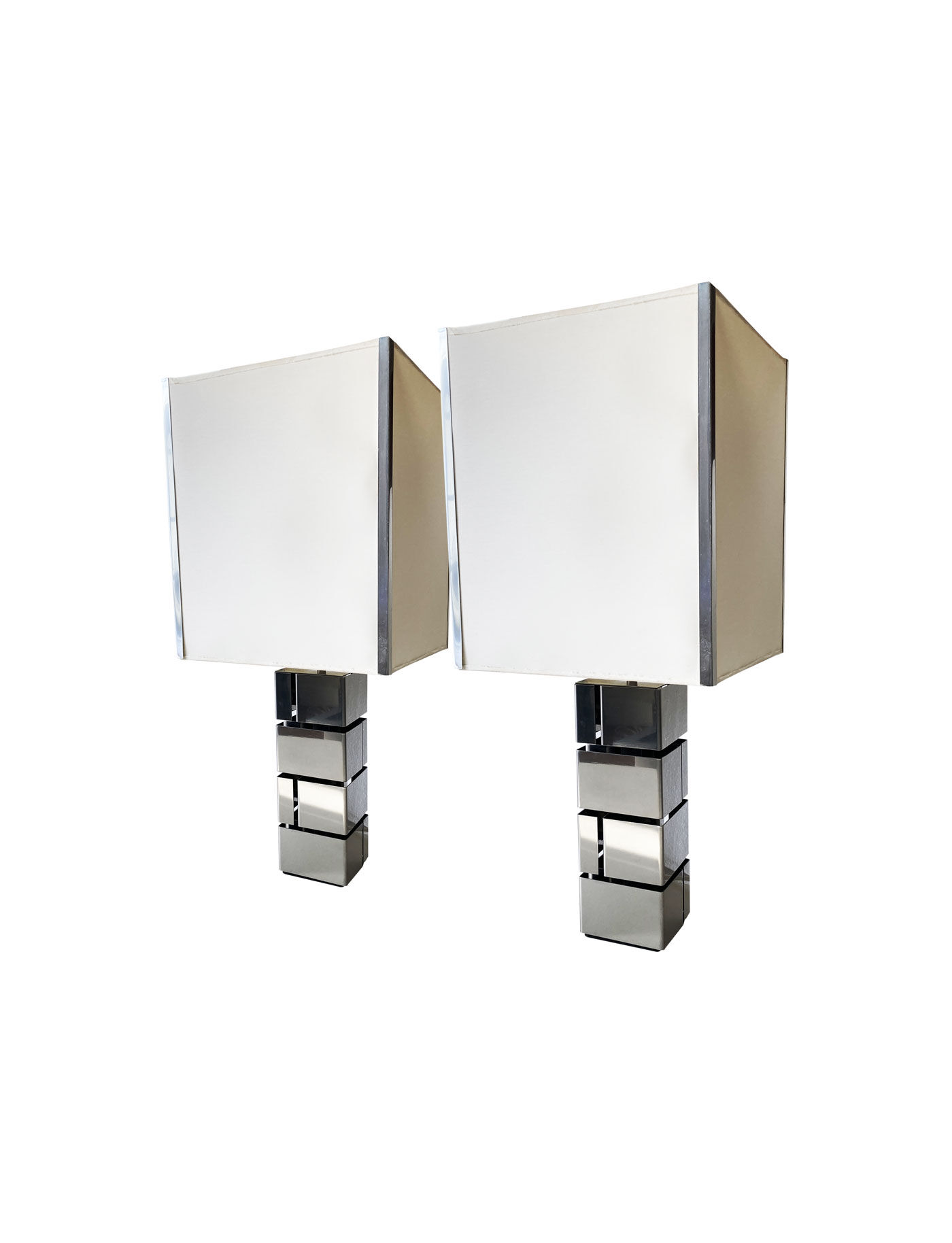 Vintage Curtis Jere table lamp, chrome and white, 1970