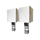 Vintage Curtis Jere table lamp, chrome and white, 1970