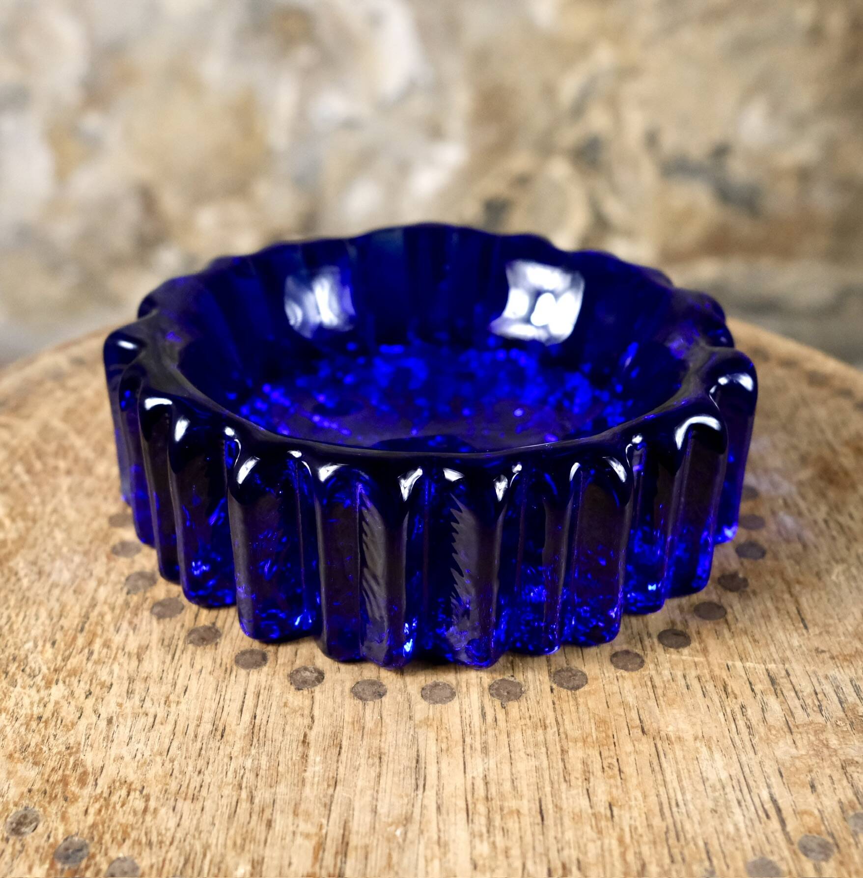 Glass crystal trinket tray by Willy Johansson for Hadeland, Norway, 1970s