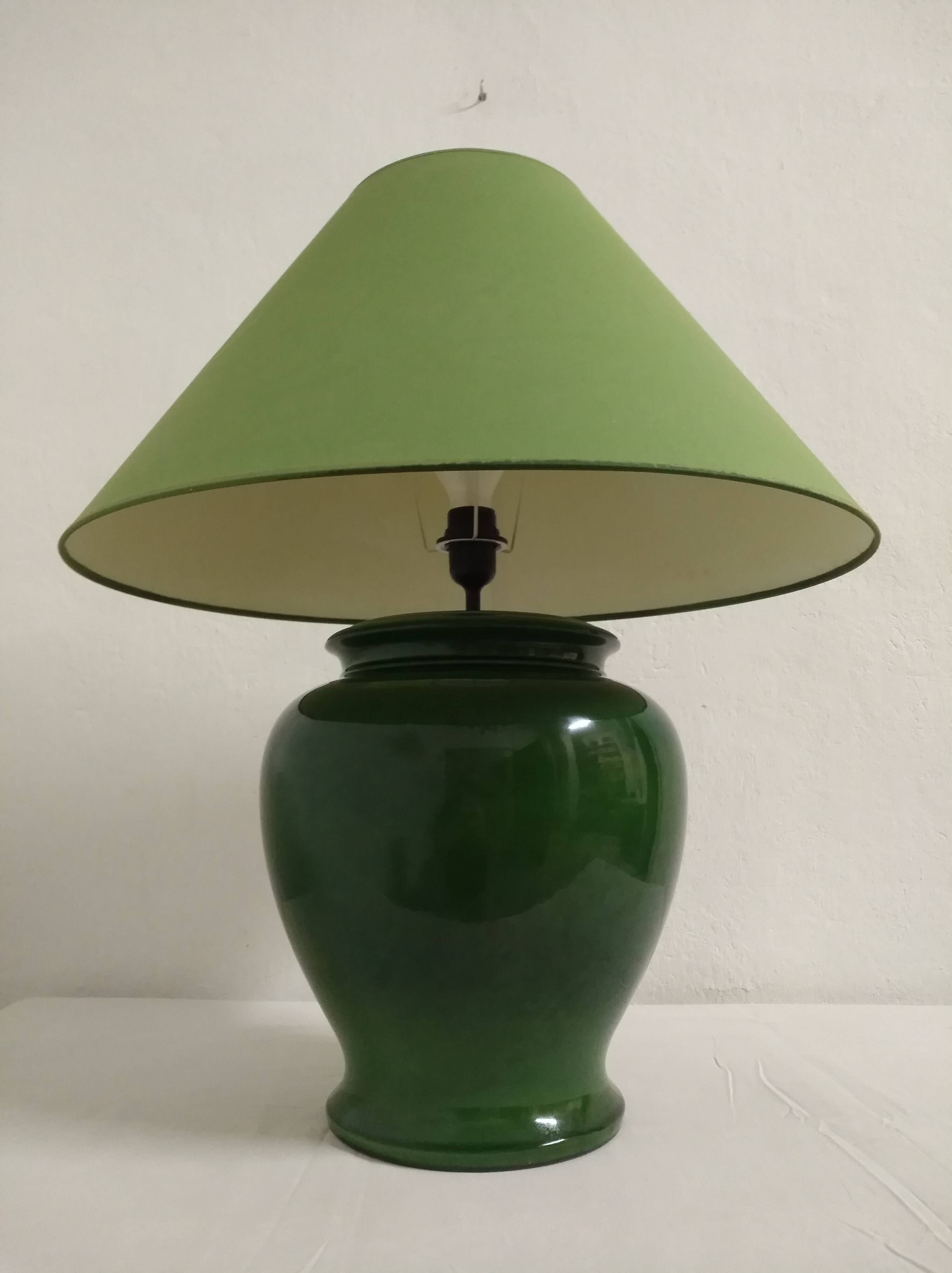 XL lamp in green earthenware from the 70s/80s