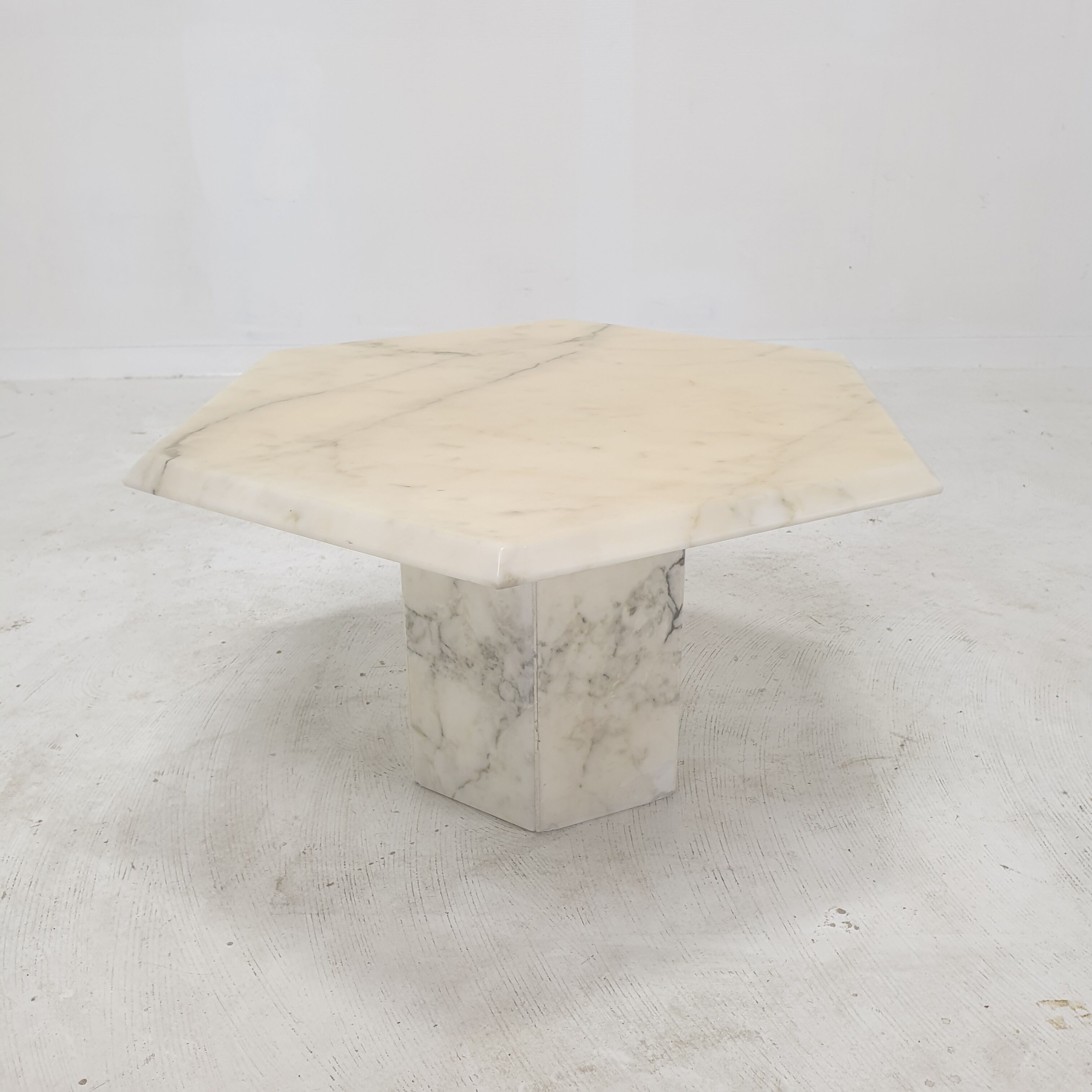 Set of 3 Italian Carrara Marble Side Tables, 1980s