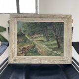 Peinture à huile balade en forêt Bailly