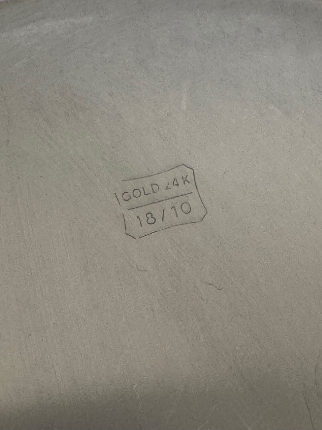 Vintage Stainless Steel Serving Tray With Gold Plated Handles