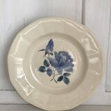 Set of 20 Digoin soup plates, blue rose patterns