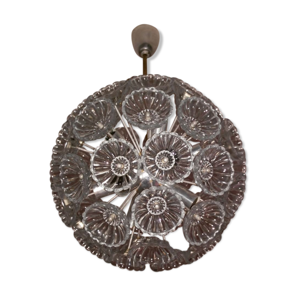 Lustre Sputnik Dandelion mid-century en verre 1970s