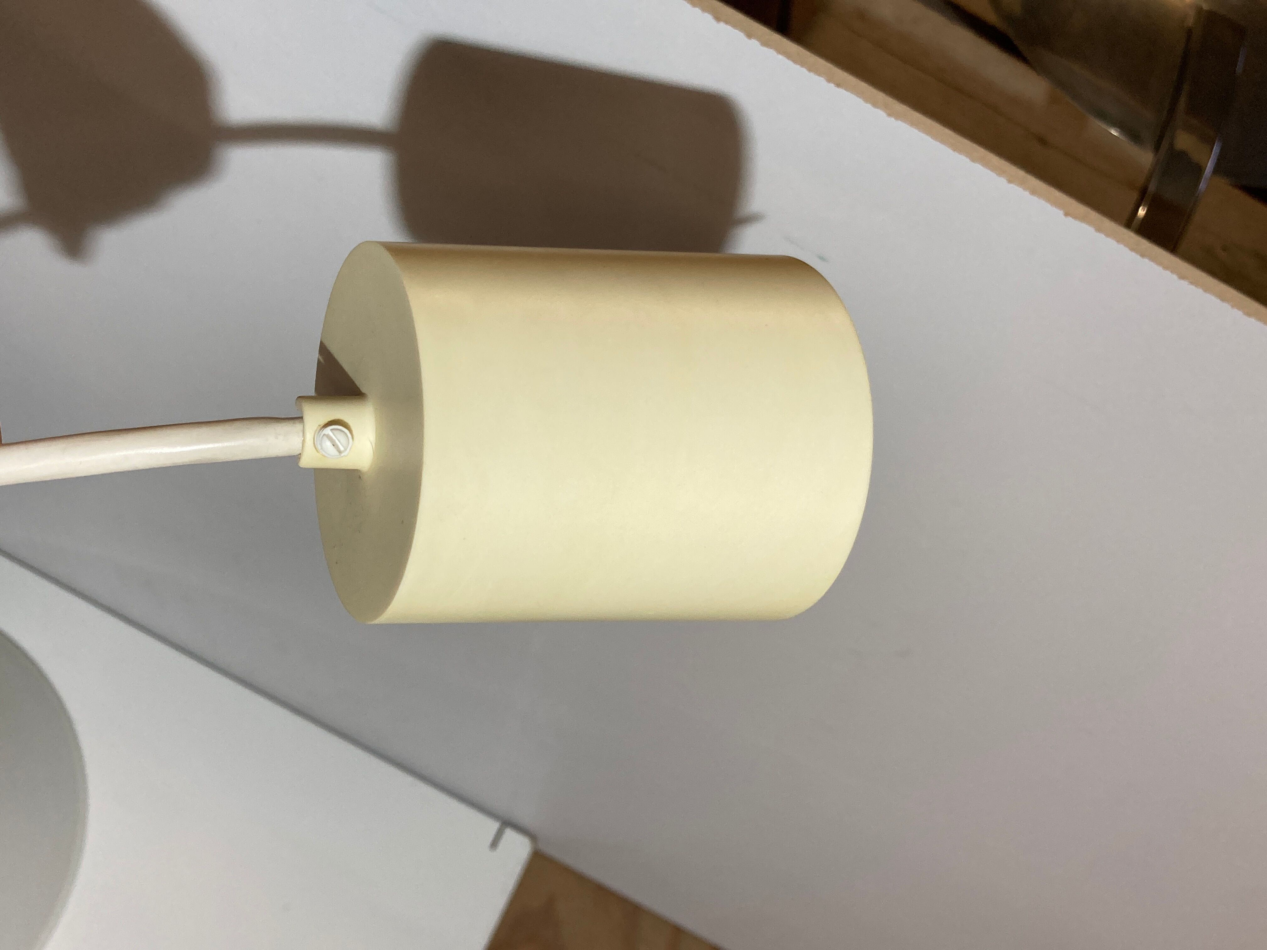 Brass and opal glass hanging space age lamp by Limburg Glashütte