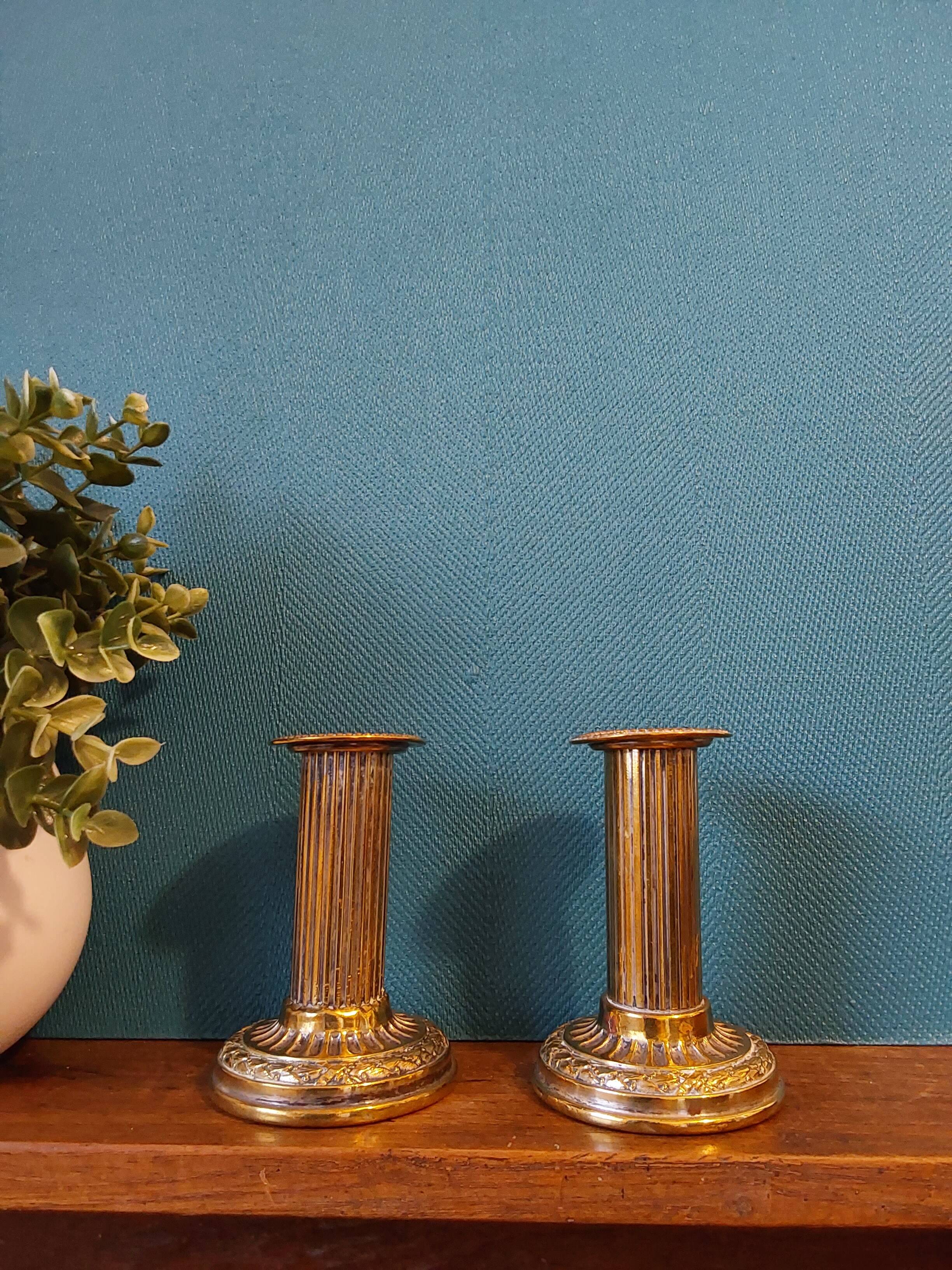 Louis XVI style brass candle holders