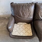 Michel Cadestin 1970s Dark Brown Leather 4-Piece Modular Sofa for Airborne