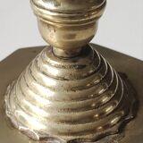5-branched Jewish menorah/candlestick. Dedicated to mourning. In gilded bronze.