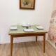 Vintage extendable dining table, wood and sage green