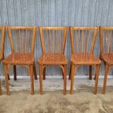 Série de 5 chaises bistrot Baumann signées anciennes