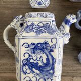 Antique Chinese tea set decorated with dragons.