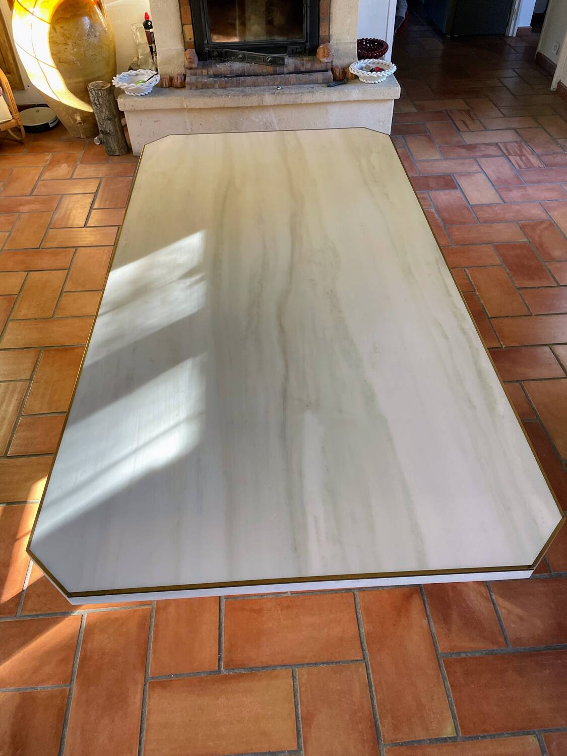 White Carrara marble table, 1970s